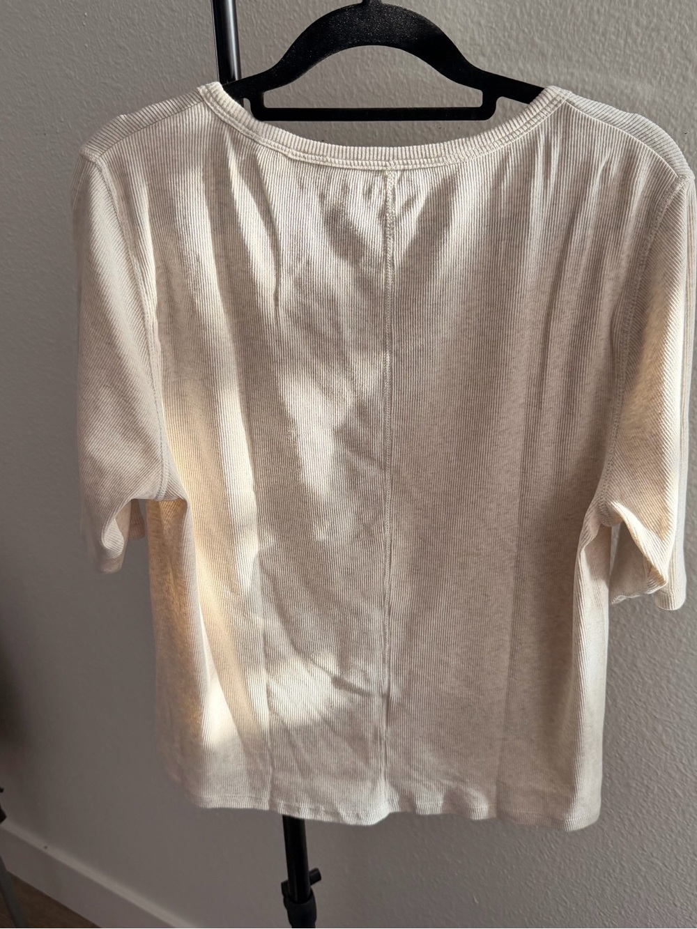 Quince Organic Cotton Micro-Rib Elbow Sleeve Tee - Cream - Picture 5 of 5